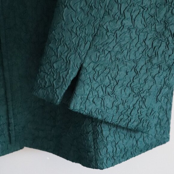 Vntg‎ Traditions Women's Sz 12 Green Crinkle Open Front Collared Lined Blazer - Picture 7 of 11